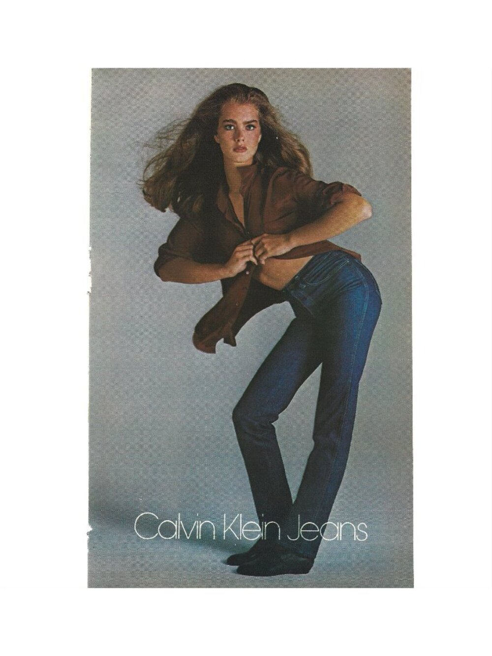 Print Ad Calvin Klein Jeans Denim Fashion Style 1980s Vintage Brooke Shields